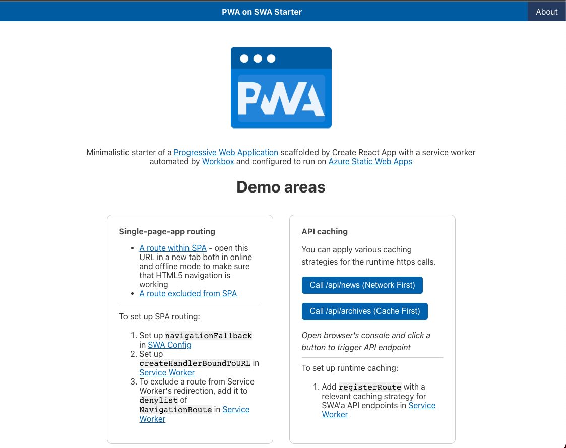 PWA Starter on SWA